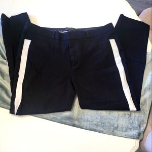 Express Sloan Black cropped ankle Pants with White tuxedo Stripe